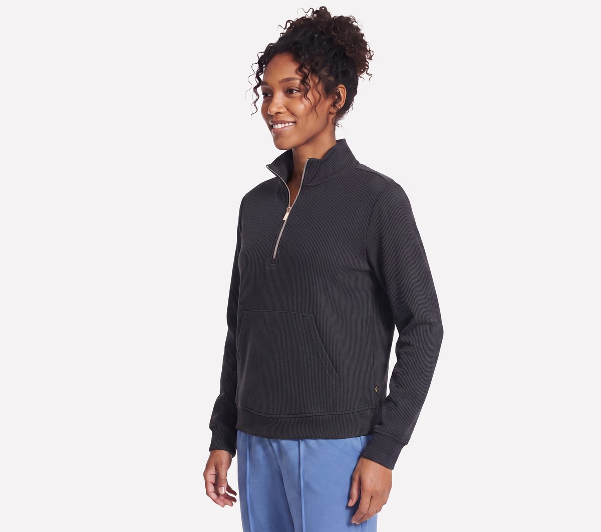 GO STRETCH Harmony Rib 1/4 Zip — BLACK