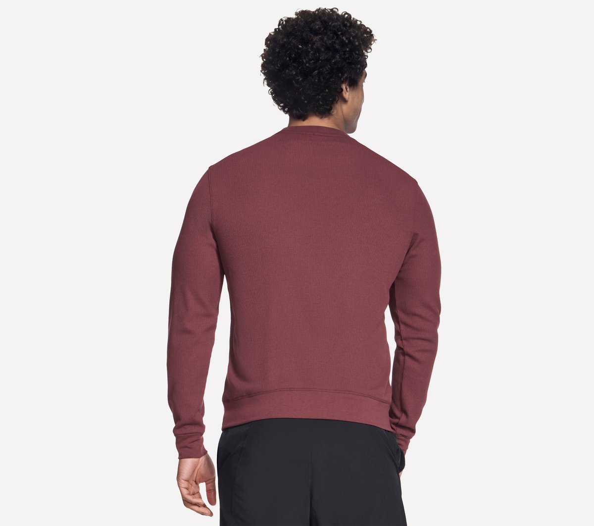 GO KNIT Waffle Ease Crew — CHOCOLATE / BURGUNDY