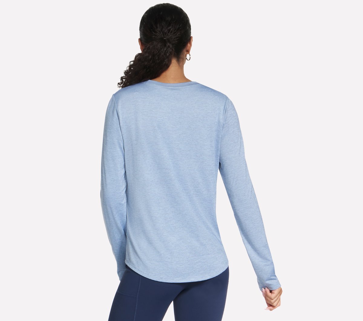 GO DRI Swift Stripe Long Sleeve Crew — WHITE / BLUE