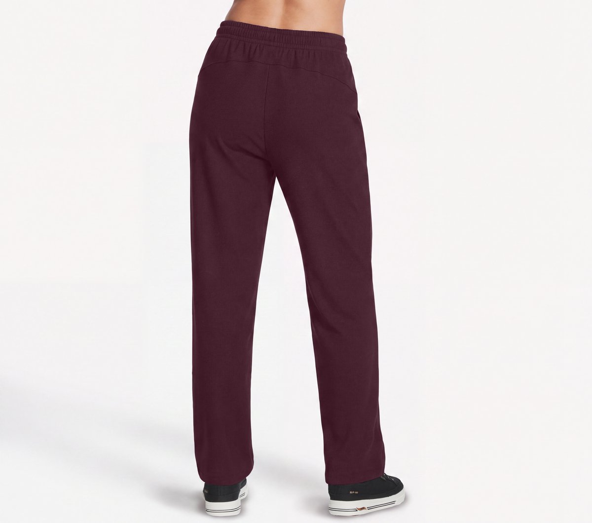 GO STRETCH Harmony Rib Pant — WHITE / BURGUNDY