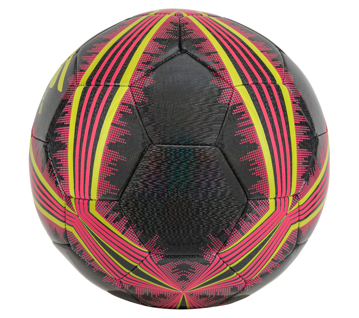 Hex Multi Mini Stripe Size 5 Soccer Ball — BLACK / CORAL