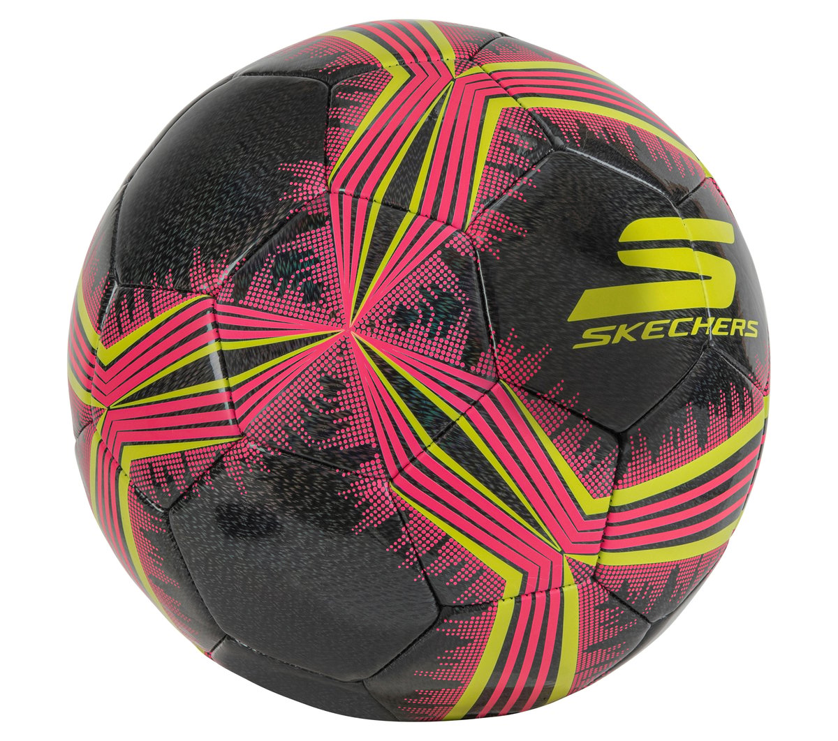 Hex Multi Mini Stripe Size 5 Soccer Ball — BLACK / CORAL