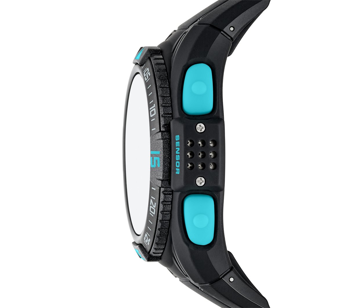 Digital Long Strap Watch — BLACK / TURQUOISE