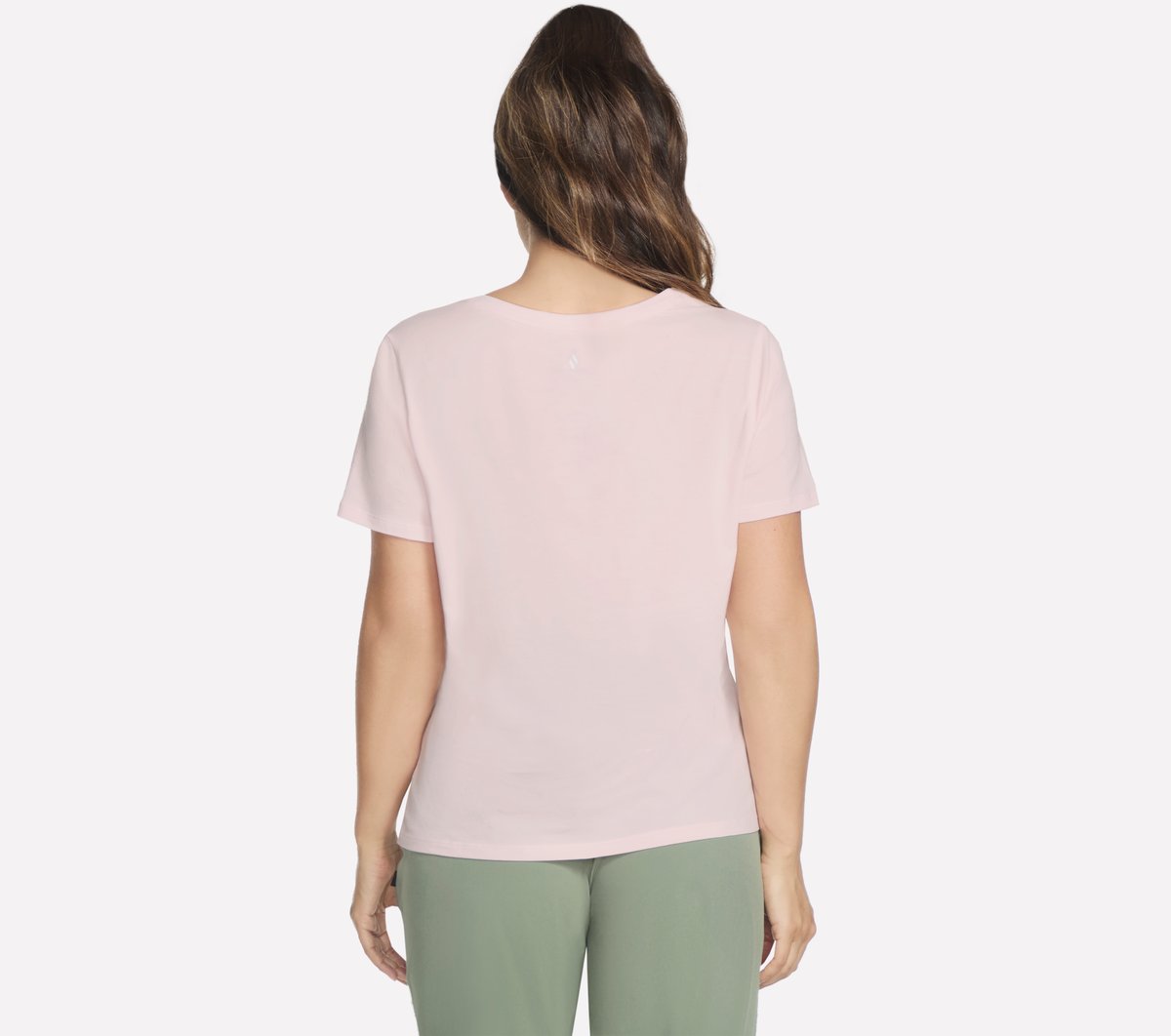 Pima V-Neck Tee — WHITE / PINK