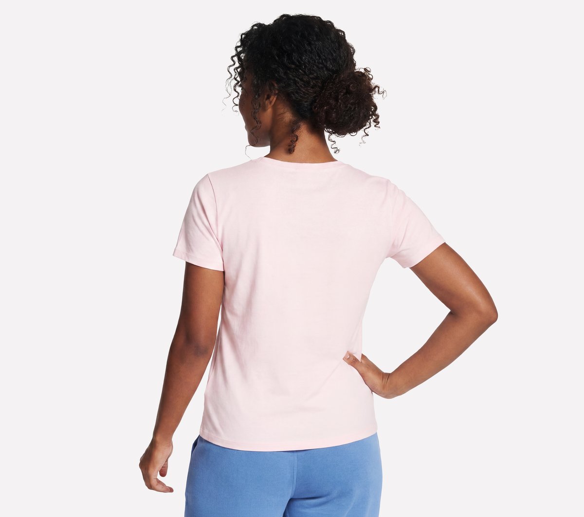 Pima V-Neck Tee — WHITE / PINK