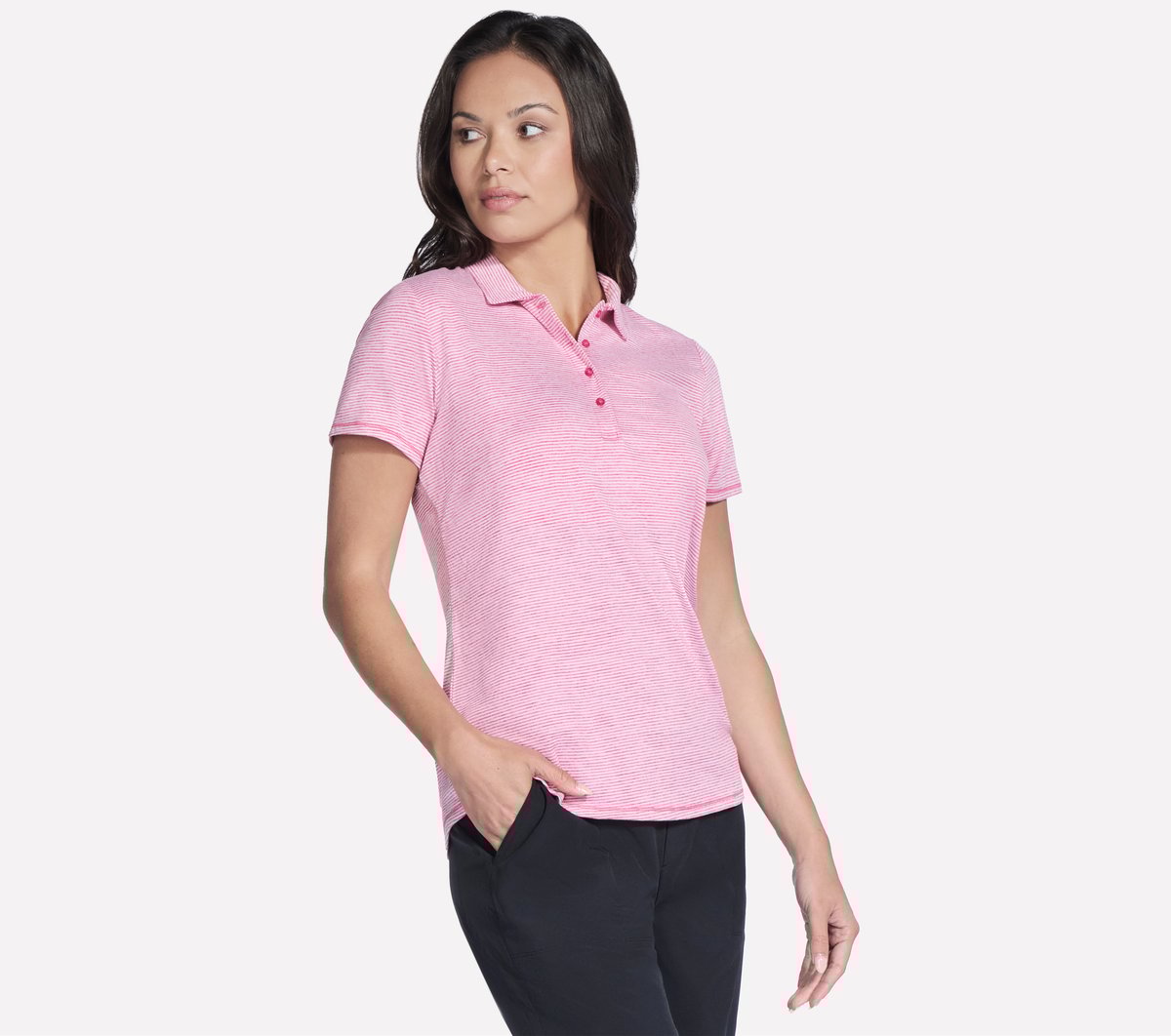 Short Sleeve On The Green Striped Polo