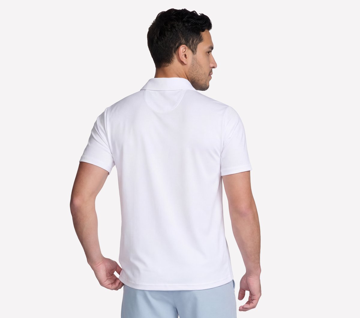 GO DRI Charge Palm Stripe Polo — WHITE