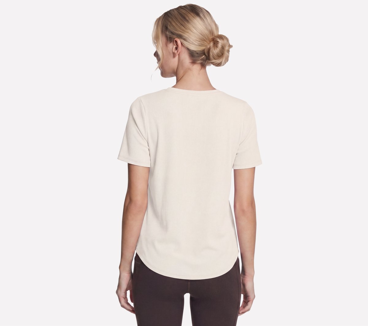 GO WALK Luxe Rib Tee — OFF WHITE / MAUVE