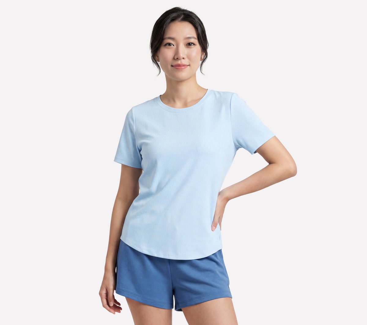 GO WALK Luxe Rib Tee — SIL / WHITE / BLUE