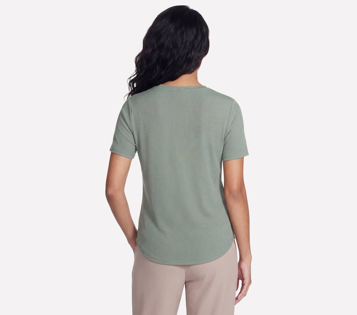GO WALK Luxe Rib Tee — TAUPE / OLIVE