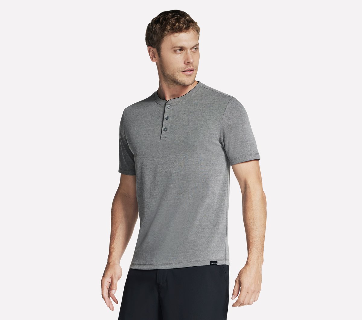 Off Duty Short Sleeve Henley — CHARCOAL