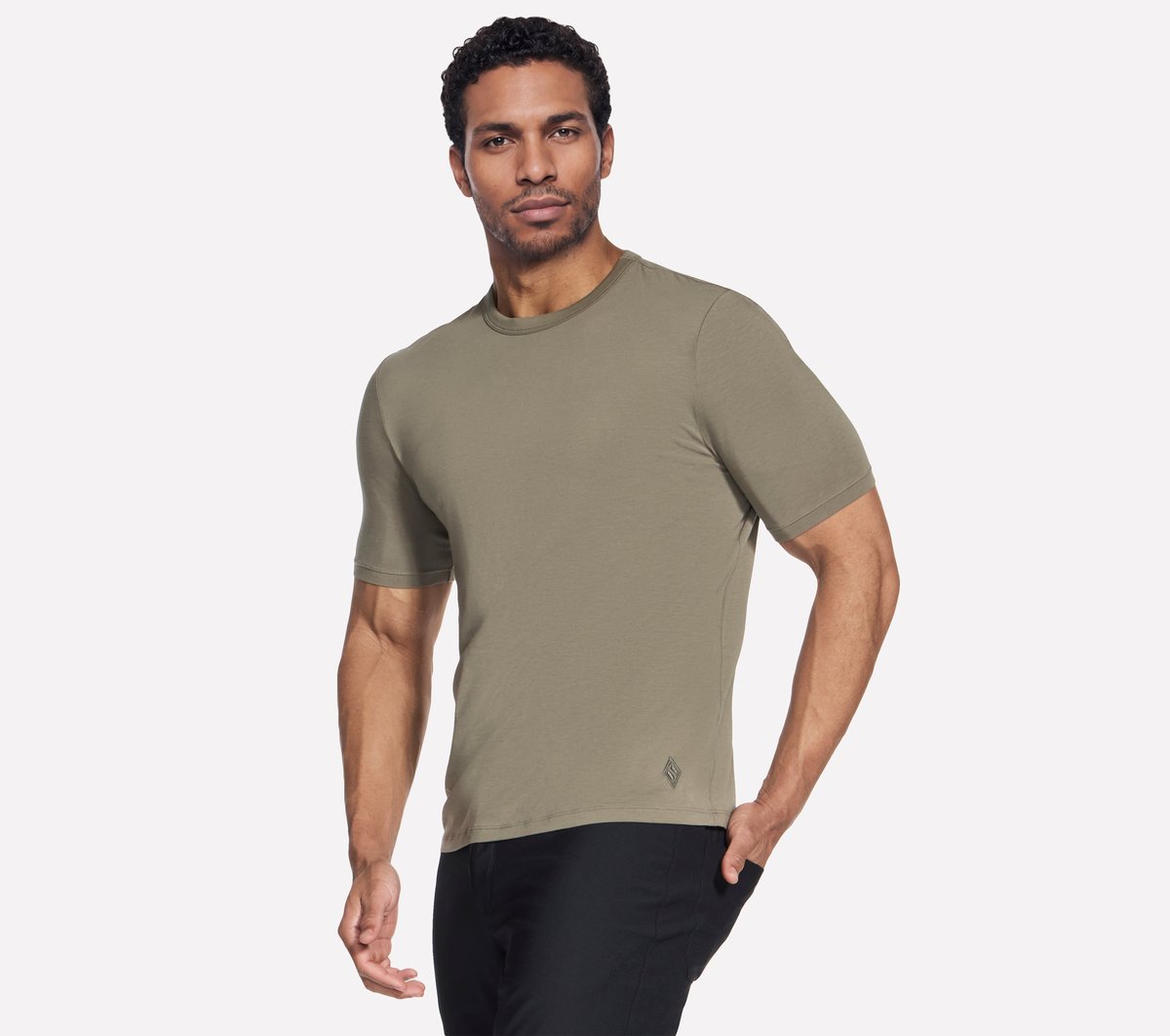 GO DRI Pima Crew — OLIVE / GRAY