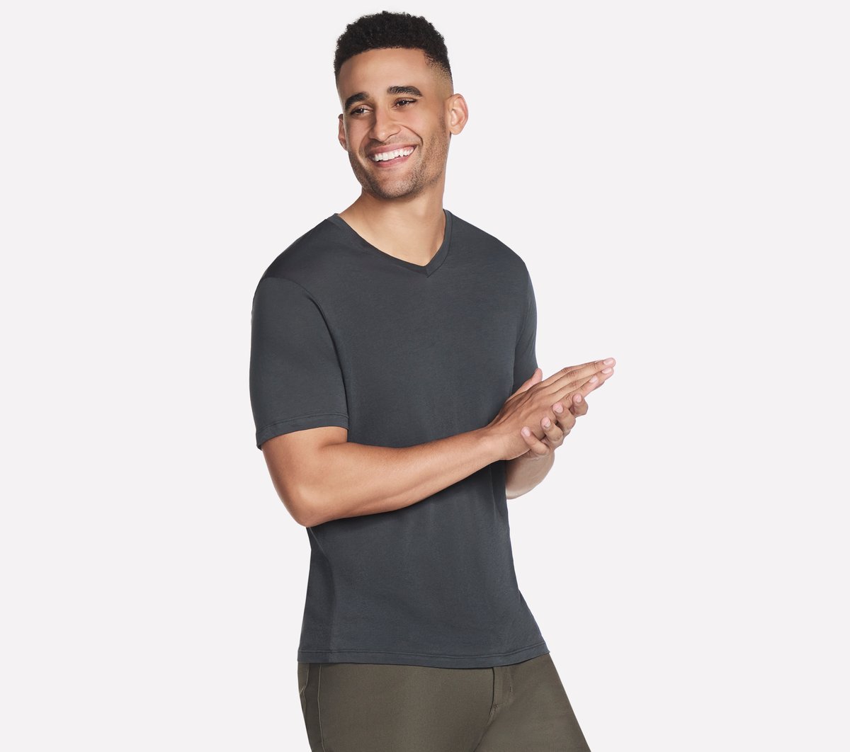 GO DRI Pima Signature V-Neck — BROWN