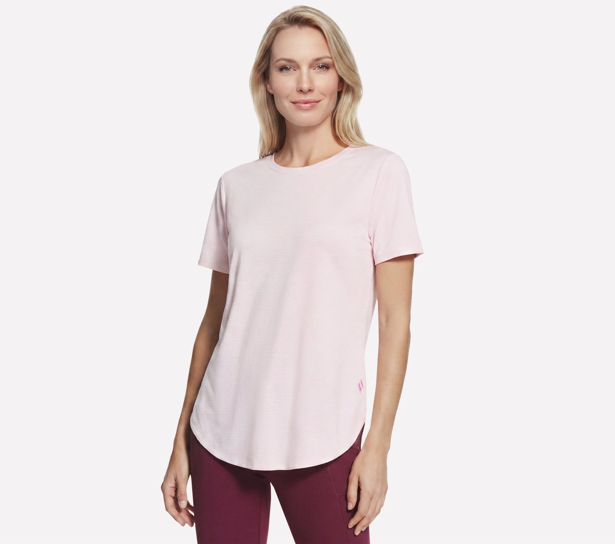 GO DRI Swift Stripe Tunic Tee — WHITE / PINK