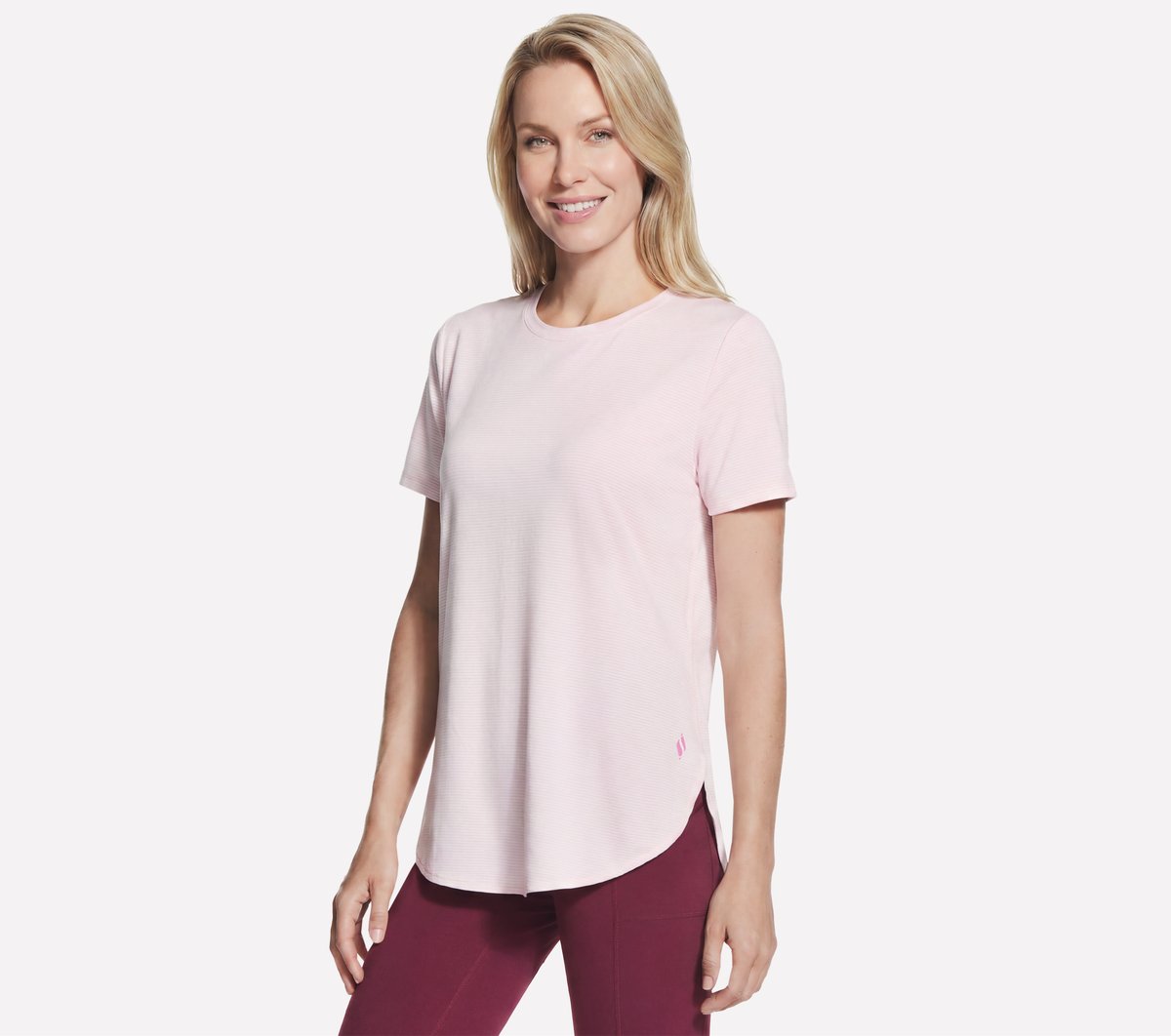 GO DRI Swift Stripe Tunic Tee — WHITE / PINK