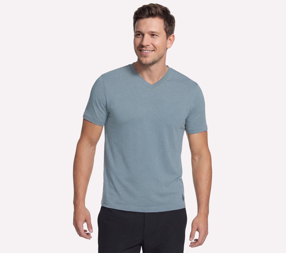 GO DRI Pima Short Sleeve V-Neck — BLUE  /  PURPLE