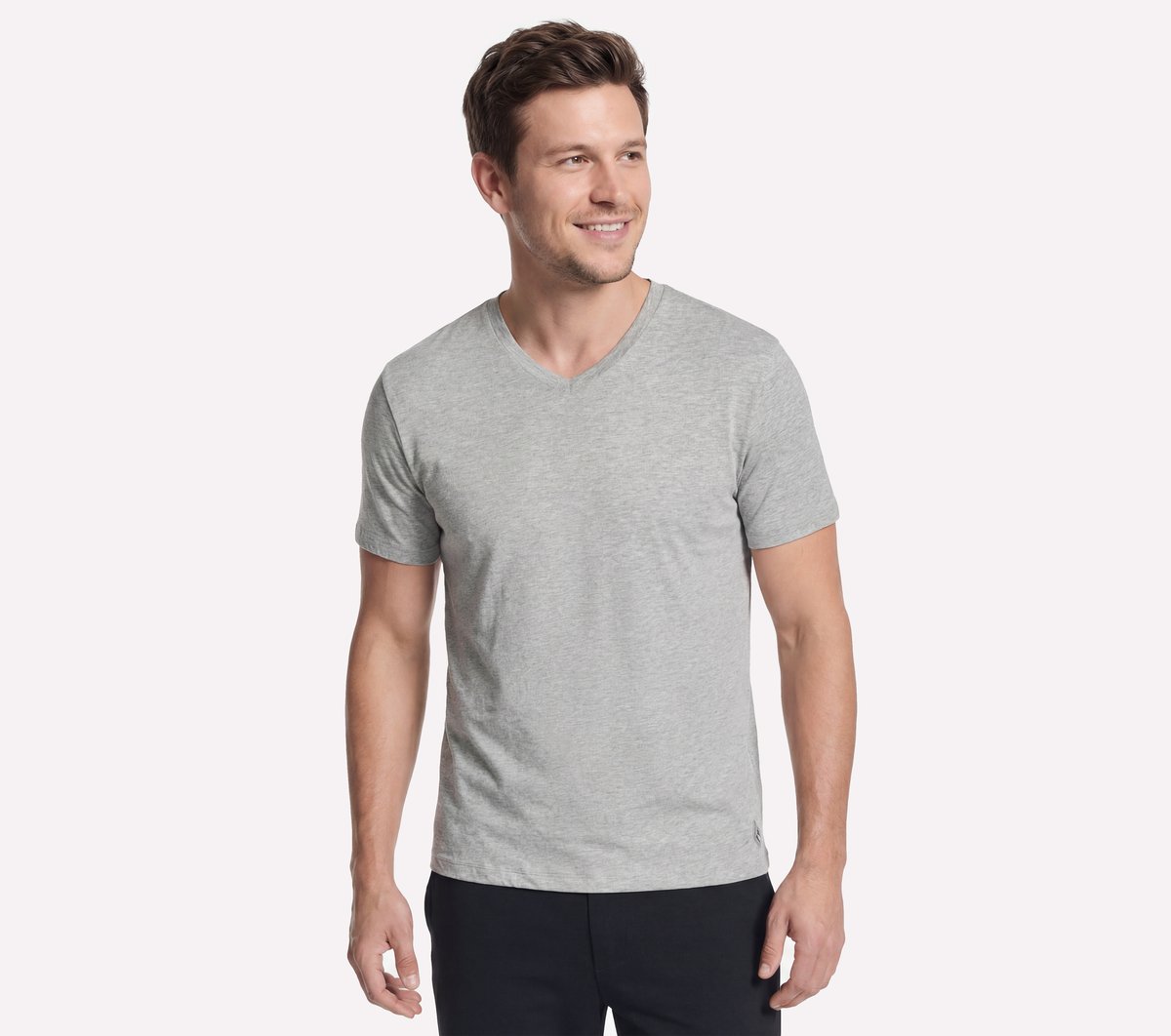 GO DRI Pima Short Sleeve V-Neck — LIGHT GRAY