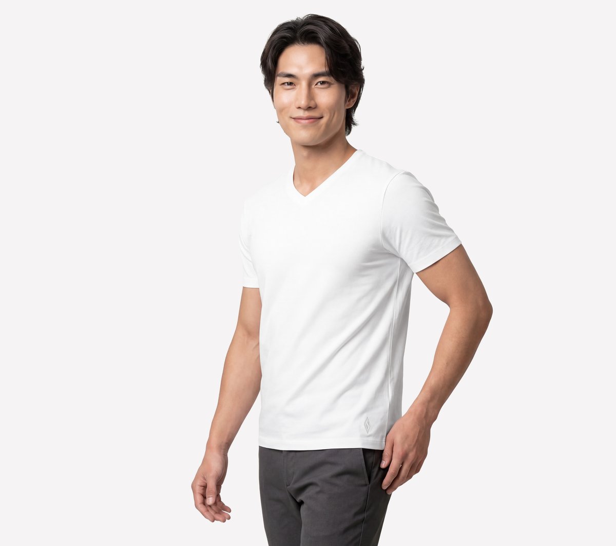 GO DRI Pima Short Sleeve V-Neck — WHITE