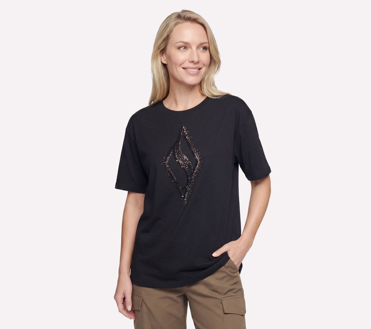 Gold Splatter Diamond Short Sleeve Tee — BLACK