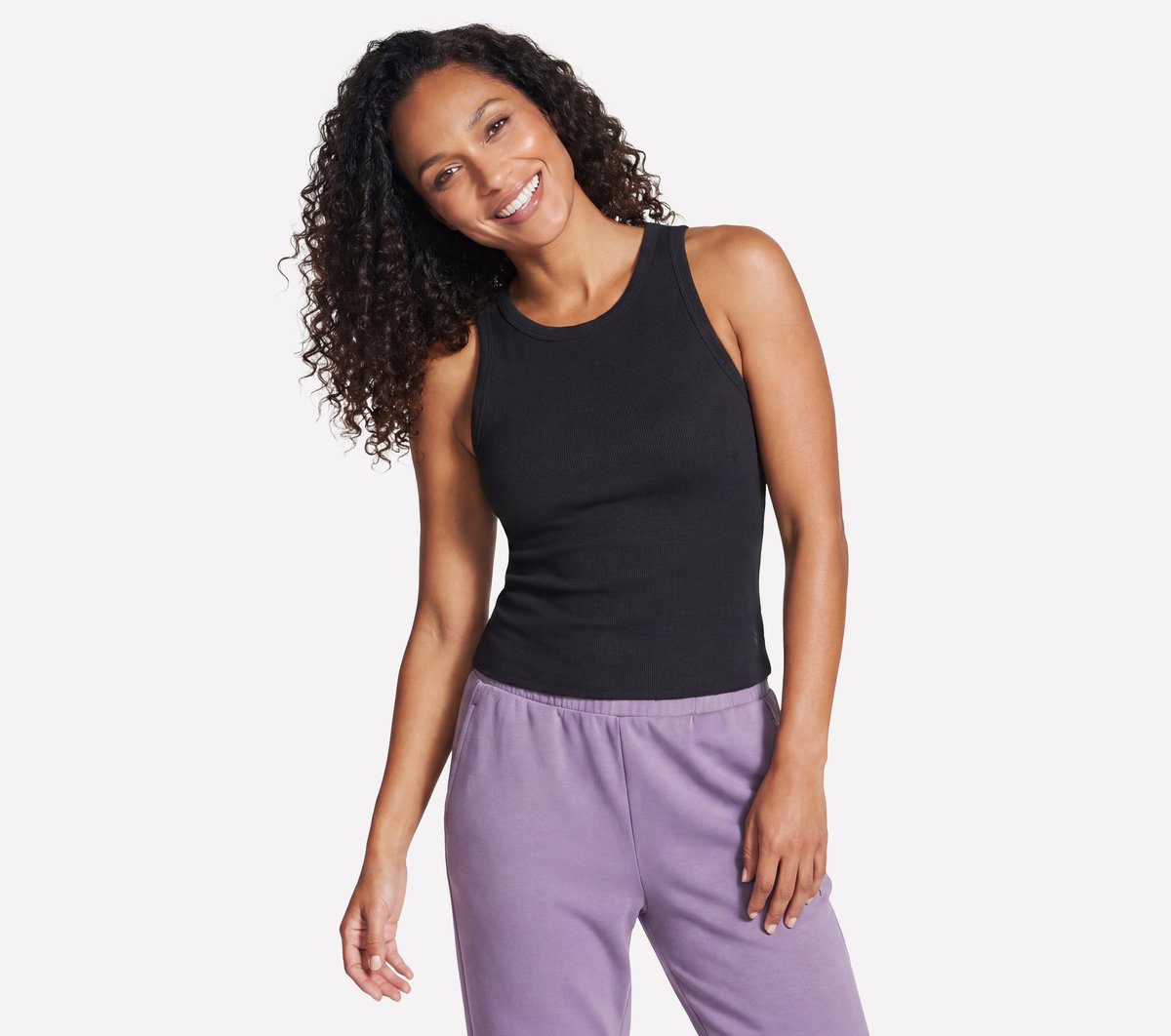 GO WALK Luxe Rib Tank — BLACK