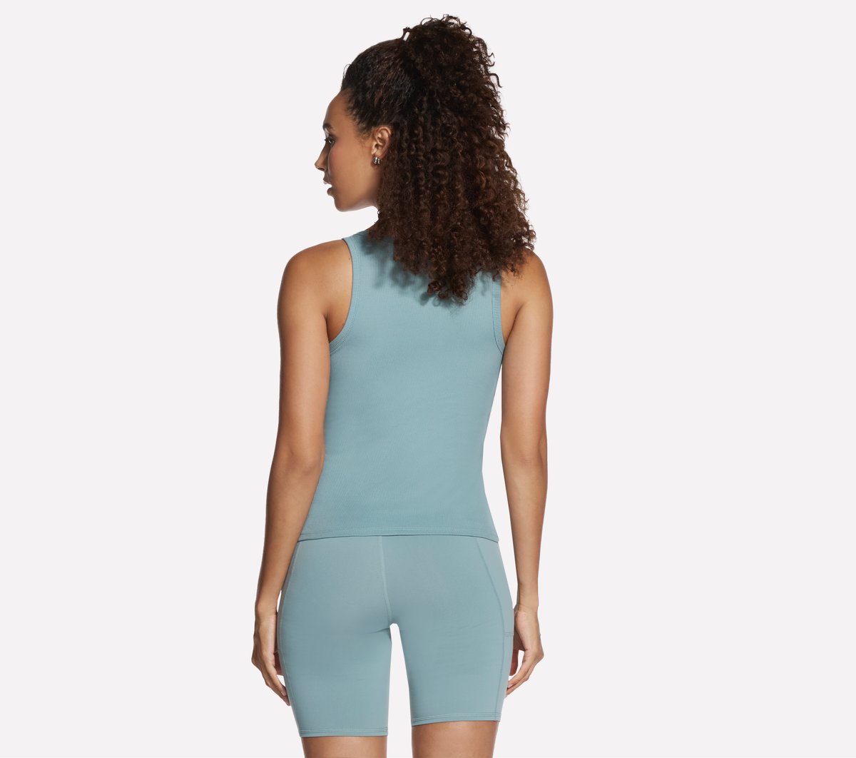 GO WALK Luxe Rib Tank — LIGHT GRAY / TURQUOISE