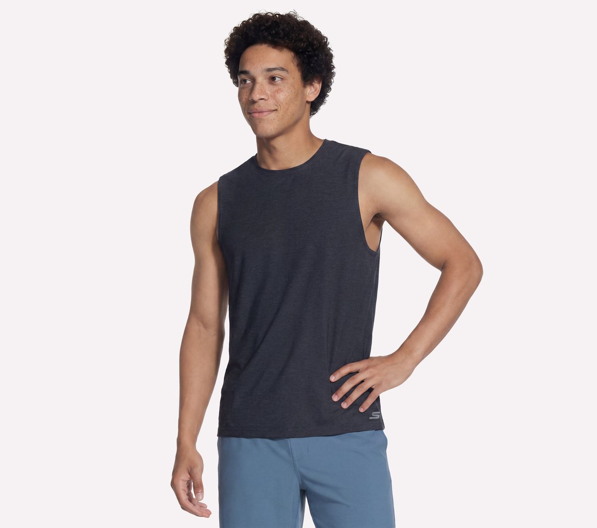GO DRI All Day Muscle Tank — BLACK / CHARCOAL