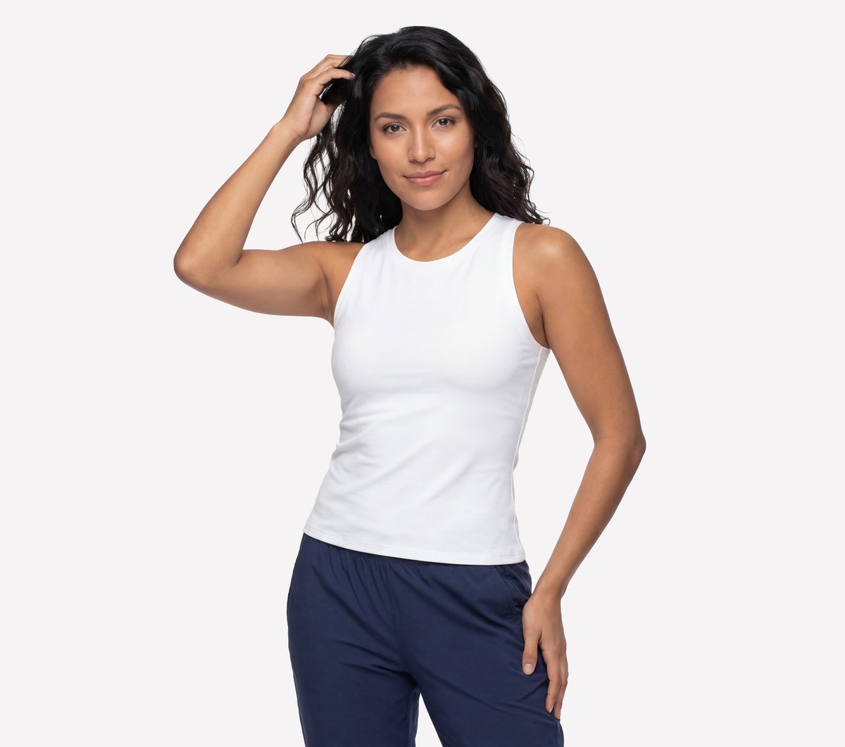 GO WALK Shelf Bra Tank — WHITE