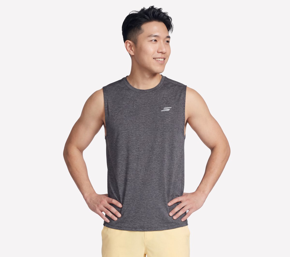 GO DRI Charge Muscle Tank — BLACK / CHARCOAL