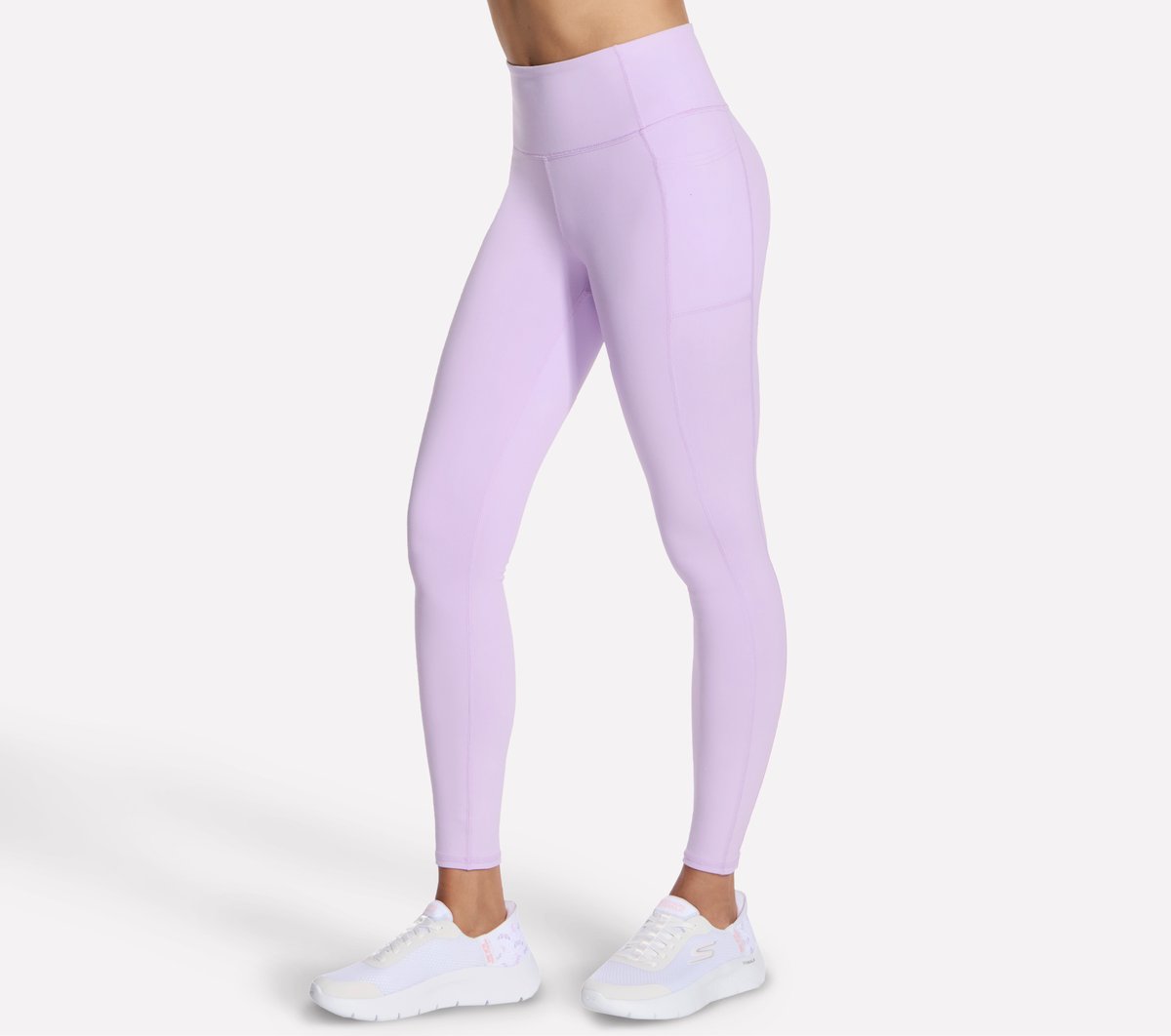 Skechers GO WALK High Waisted Legging — WHITE / SILVER / PURPLE