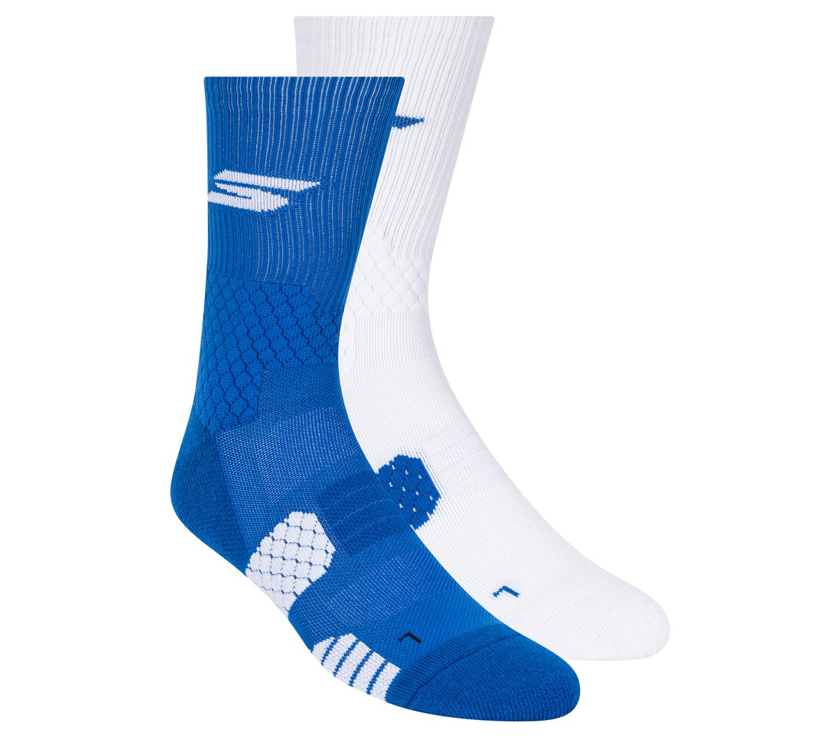 2 Pack Performance Basketball Crew Socks — WHITE / BLUE