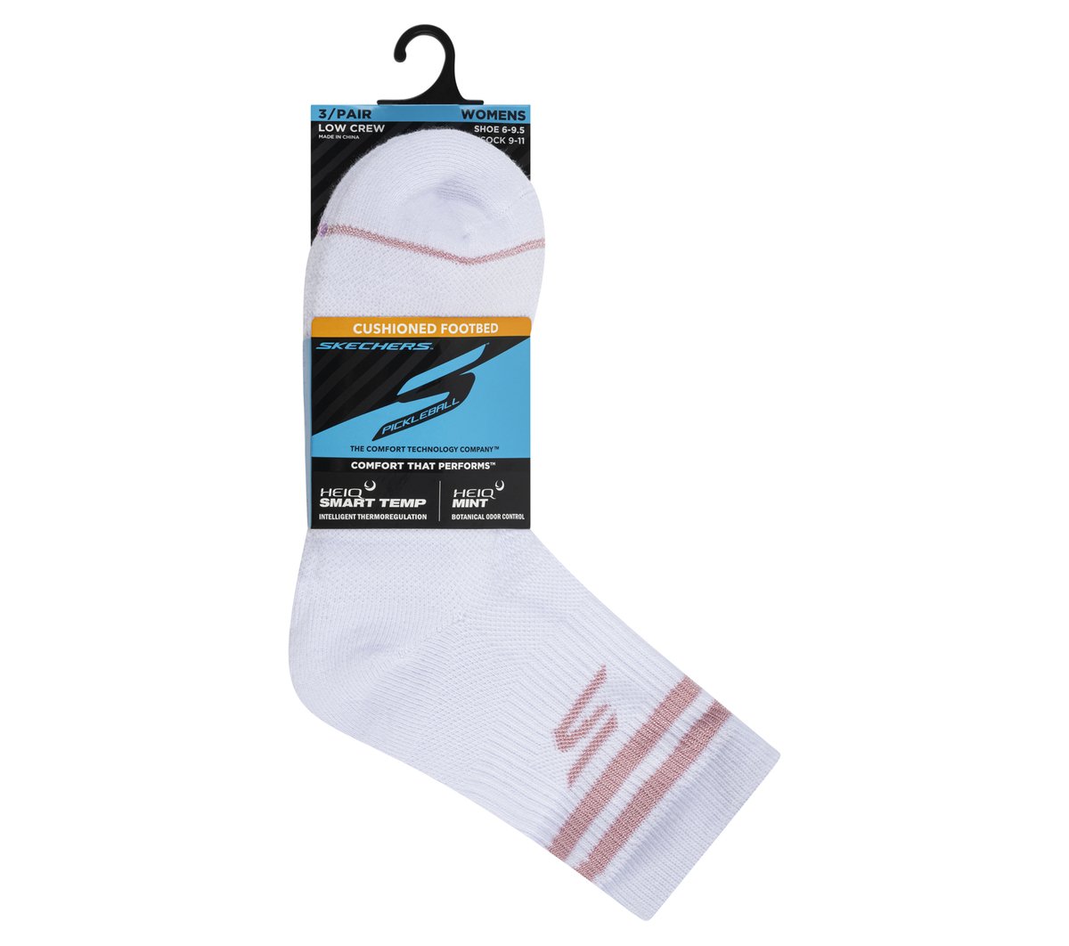 3 Pack Women's Performance Pickleball Varsity Stripe Low Crew Socks