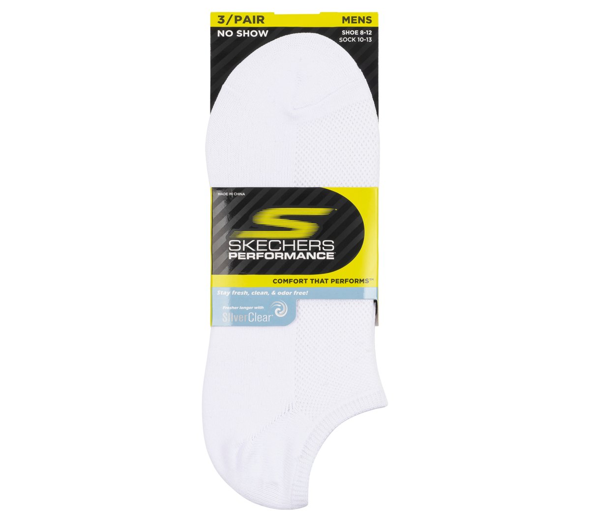 3 Pack No Show Stretch Socks — WHITE