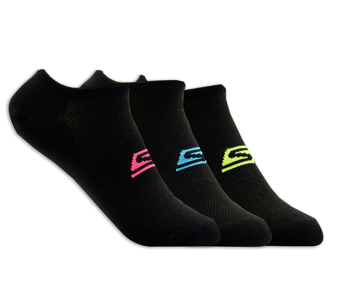 3 Pack No Show Stretch Socks — BLACK