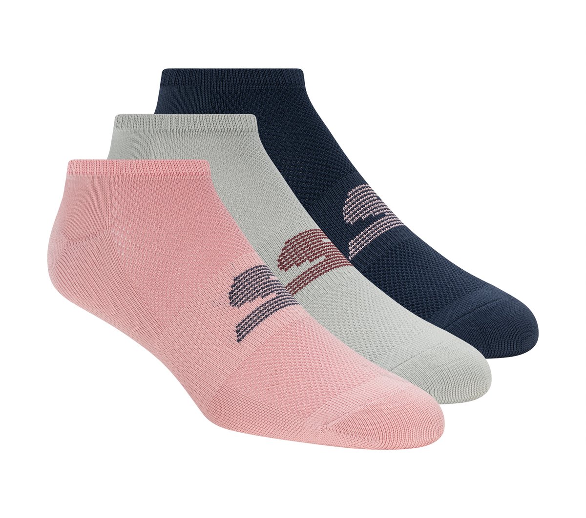 3 Pack No Show Stretch Socks — PINK / NAVY