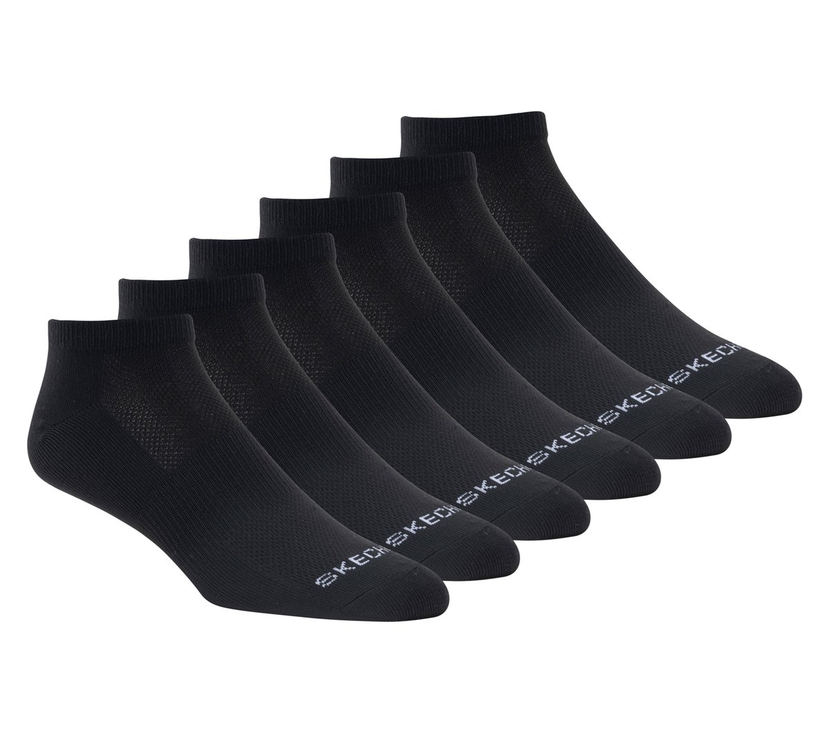 6 Pack Women's Low Cut Sport Stripe Socks — BLACK