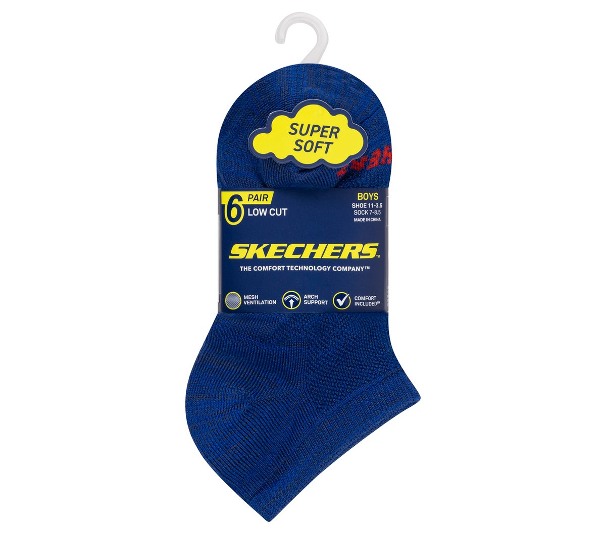 6 Pack Low Cut Non Terry Socks — BLUE  /  GRAY