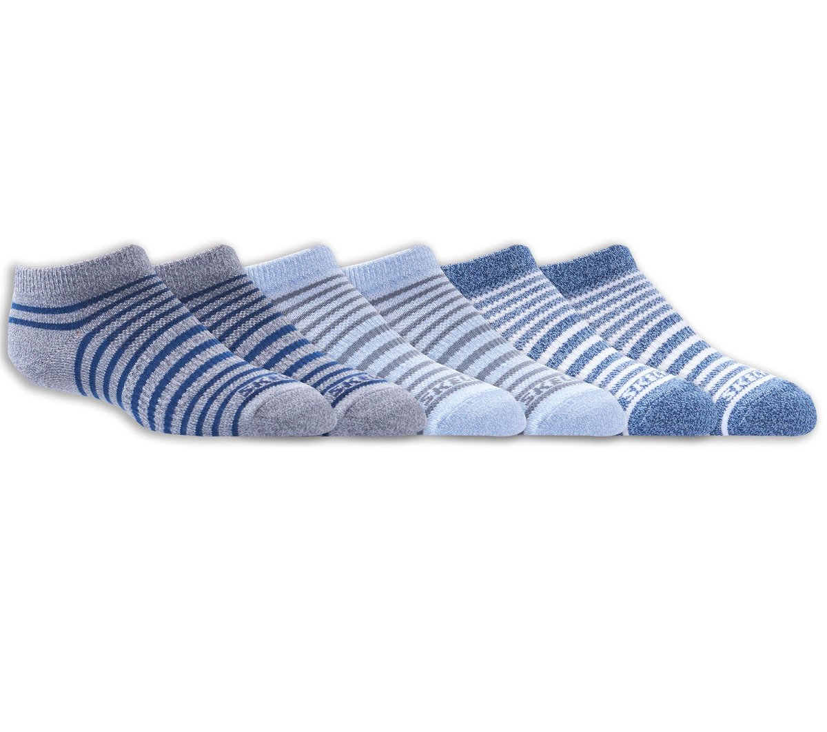 6 Pack Striped No Show Socks — ASSORTED