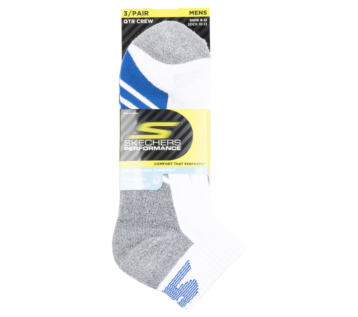 3 Pack Men's Half Terry Quarter Crew Socks — WHITE