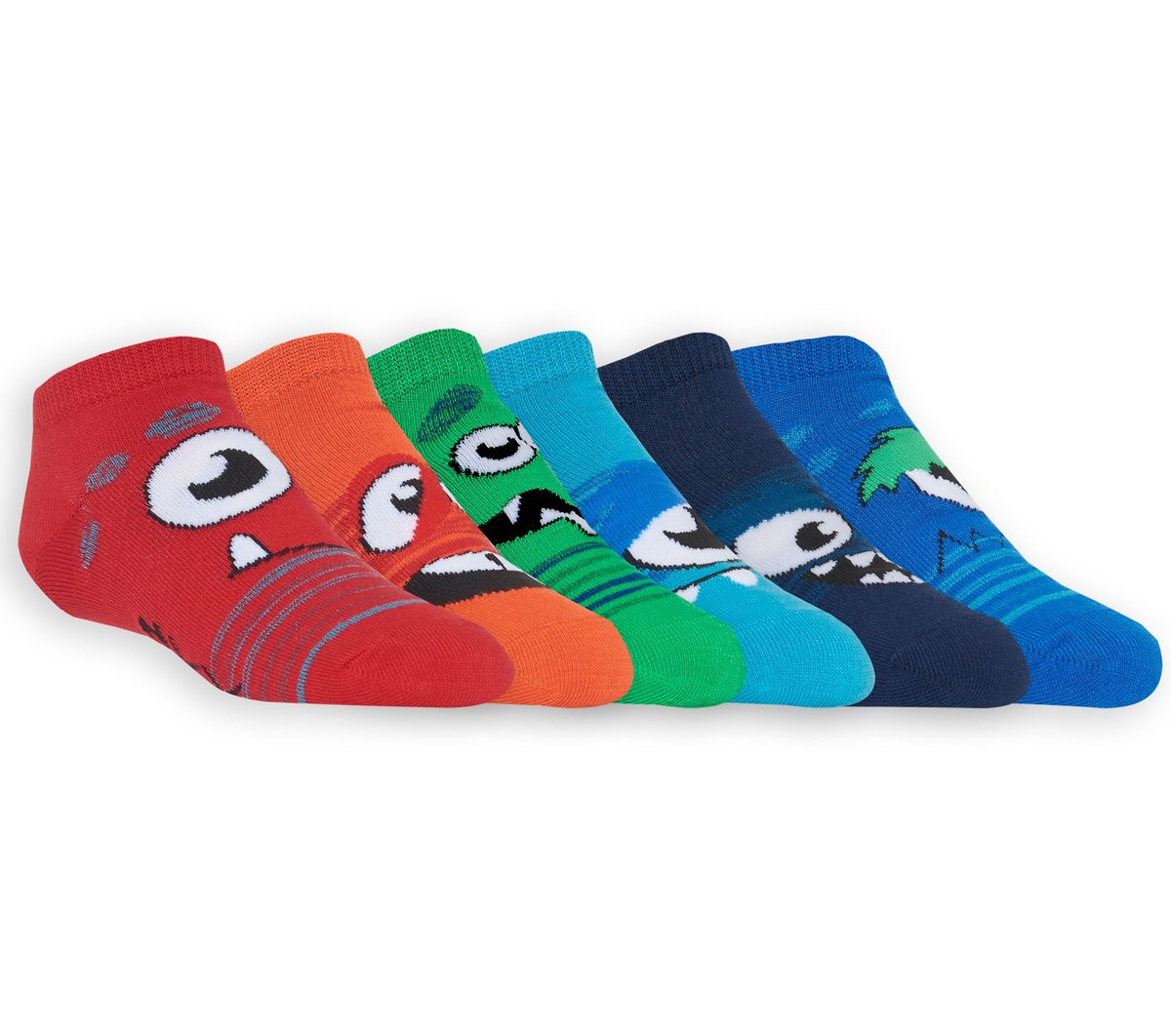 6 Pack Low Cut Monster Socks — RED / MULTI