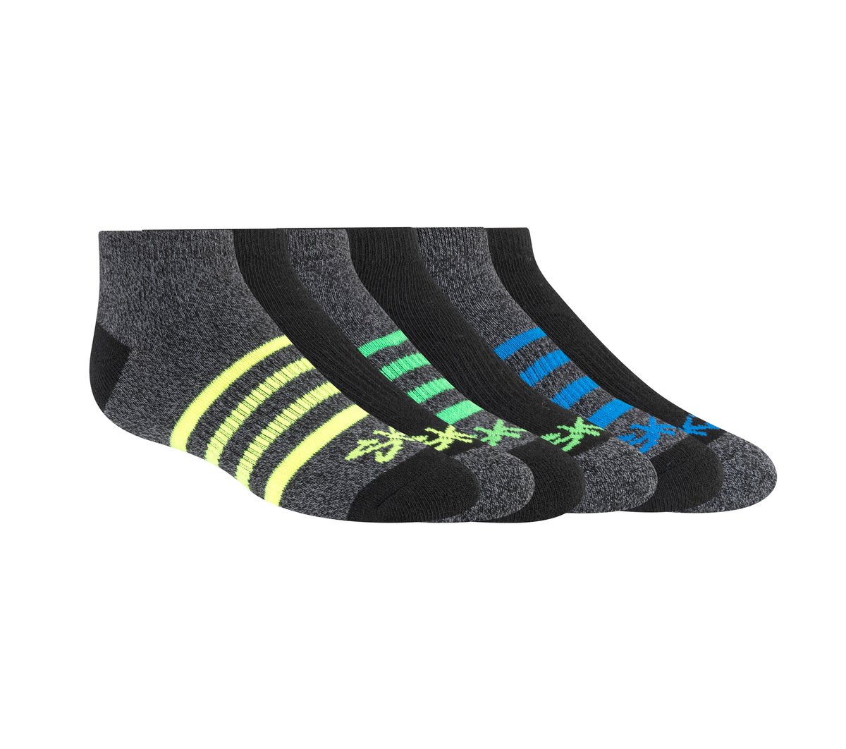 6 Pack Low Cut Marled Stripe Socks — BLACK