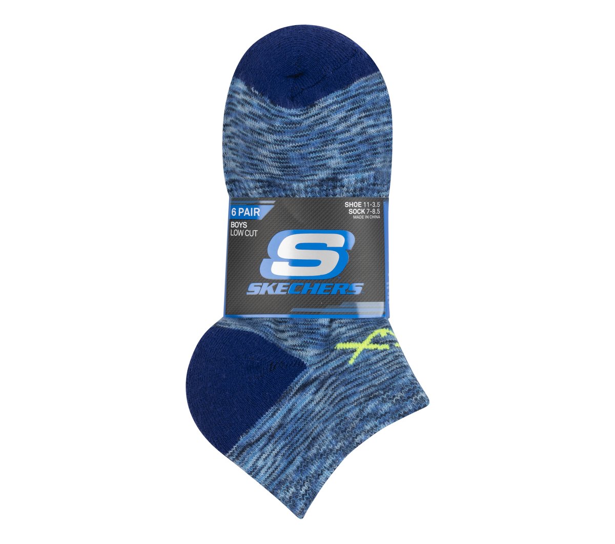 6 Pack Space Dye Low Cut Socks — BLUE  /  GRAY