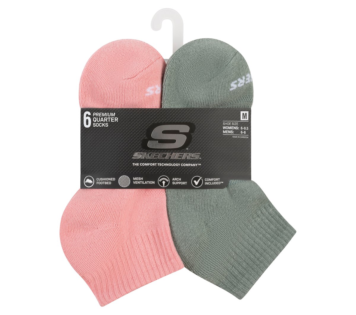 6 Pack Core Quarter Medium Socks