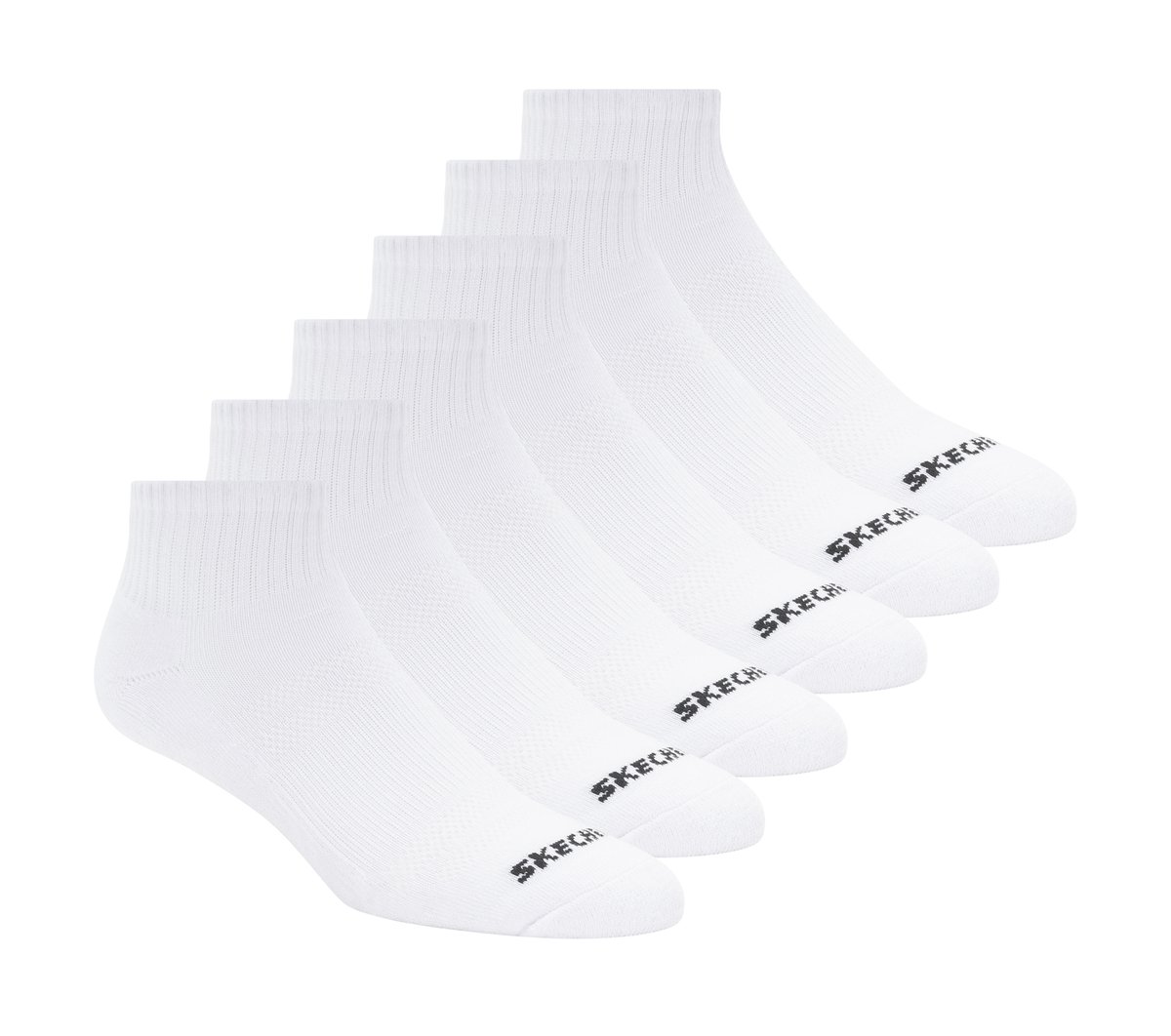 6 Pack Core Quarter Medium Socks — WHITE