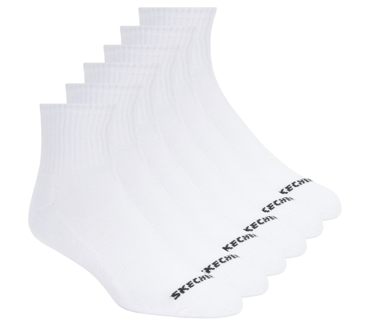 6 Pack Core Quarter Large Socks — WHITE