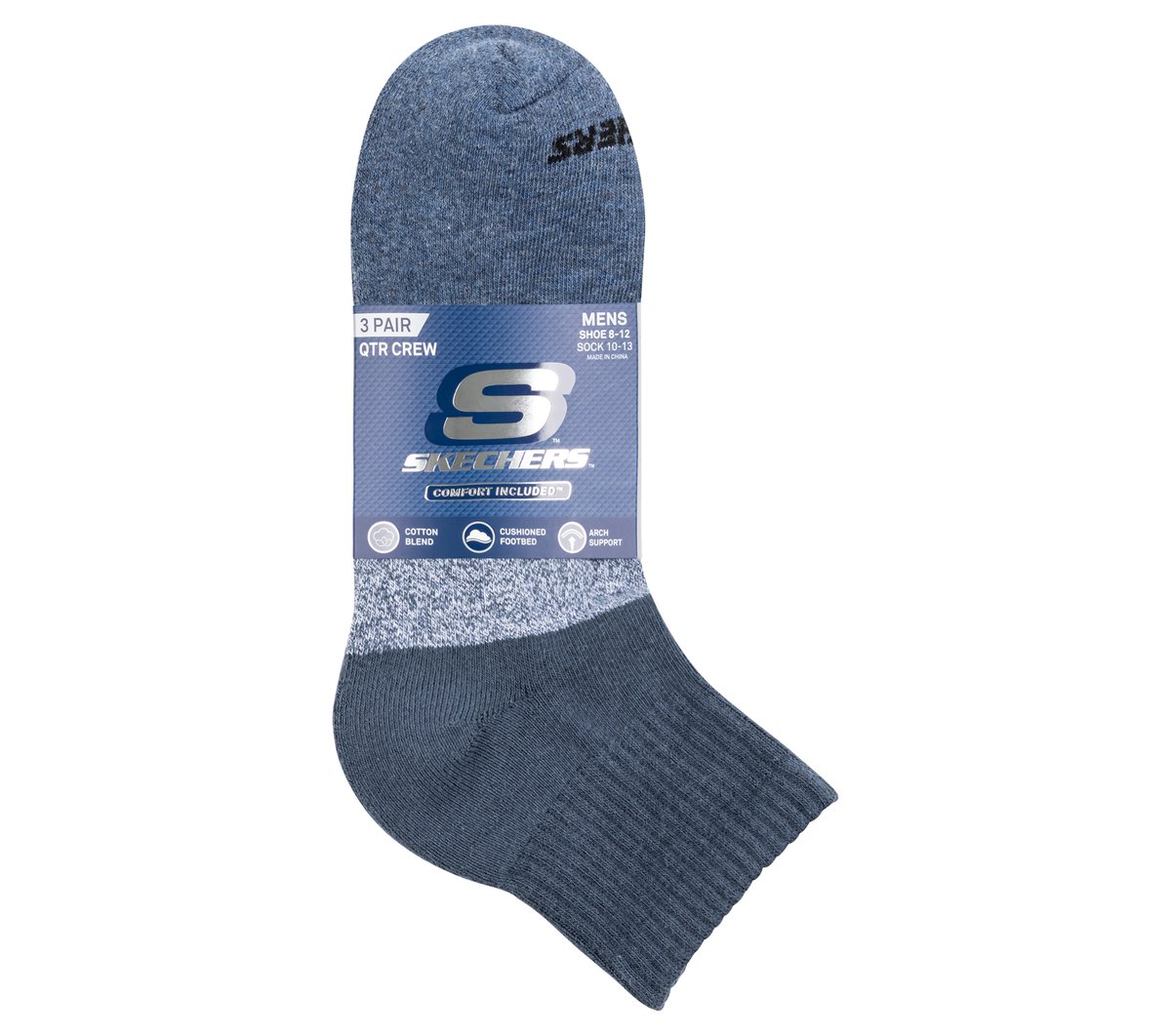 3 Pack Men's Colorblock Quarter Socks — BLUE