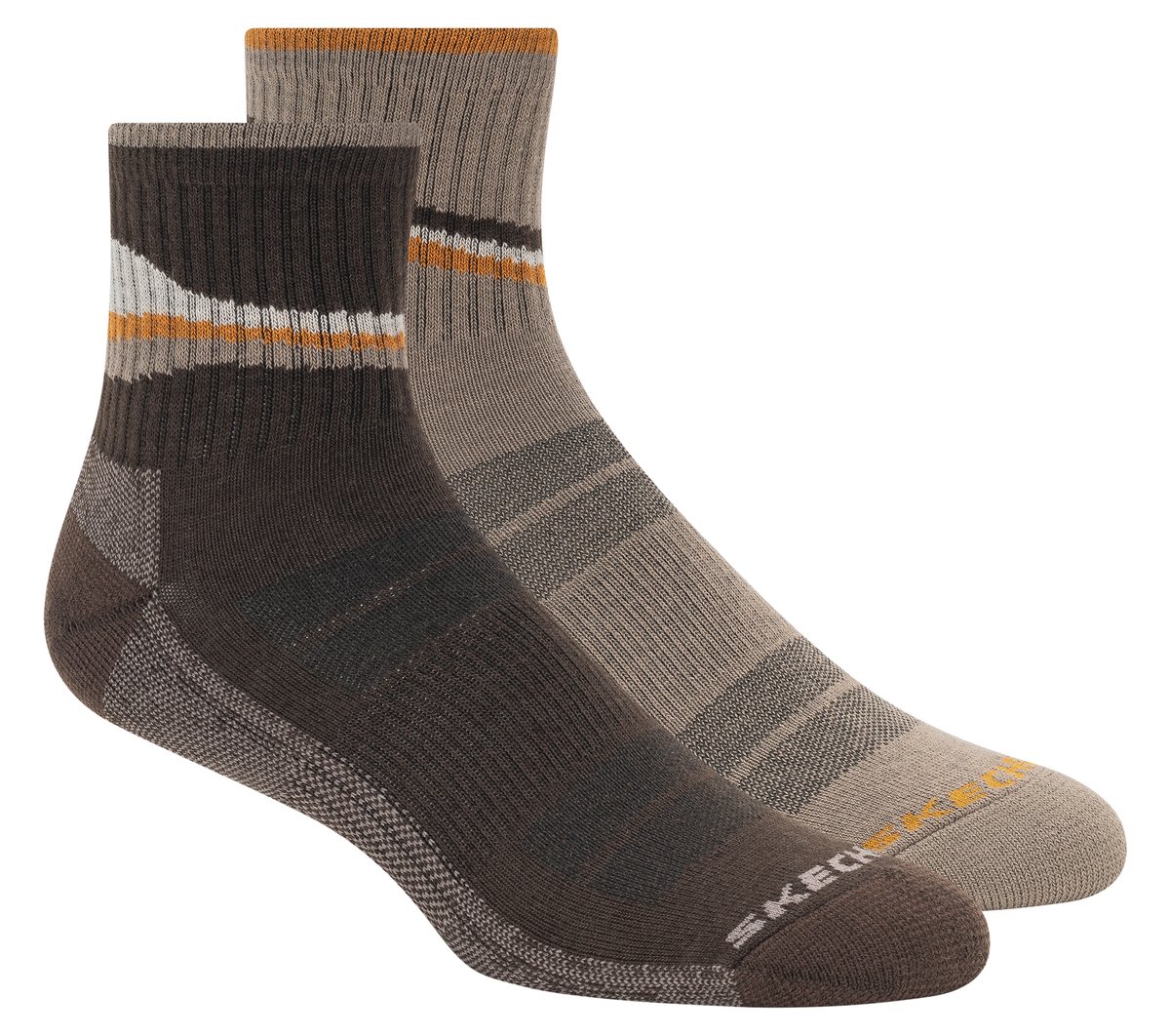 2 Pack Men's Quarter Trail Socks — BROWN / MULTI