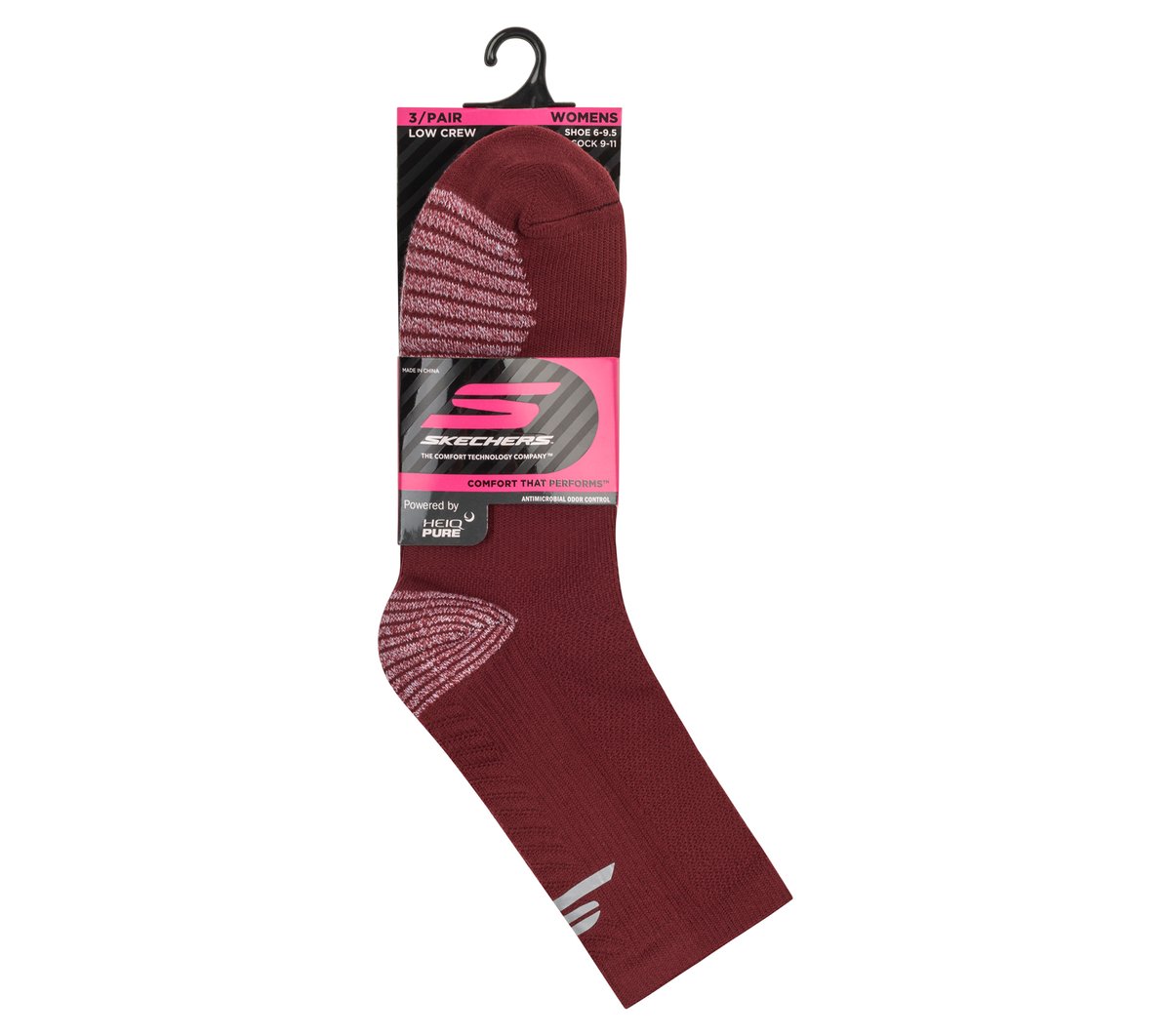 3 Pack Women's Half Terry Low Crew Socks — BURGUNDY / PINK
