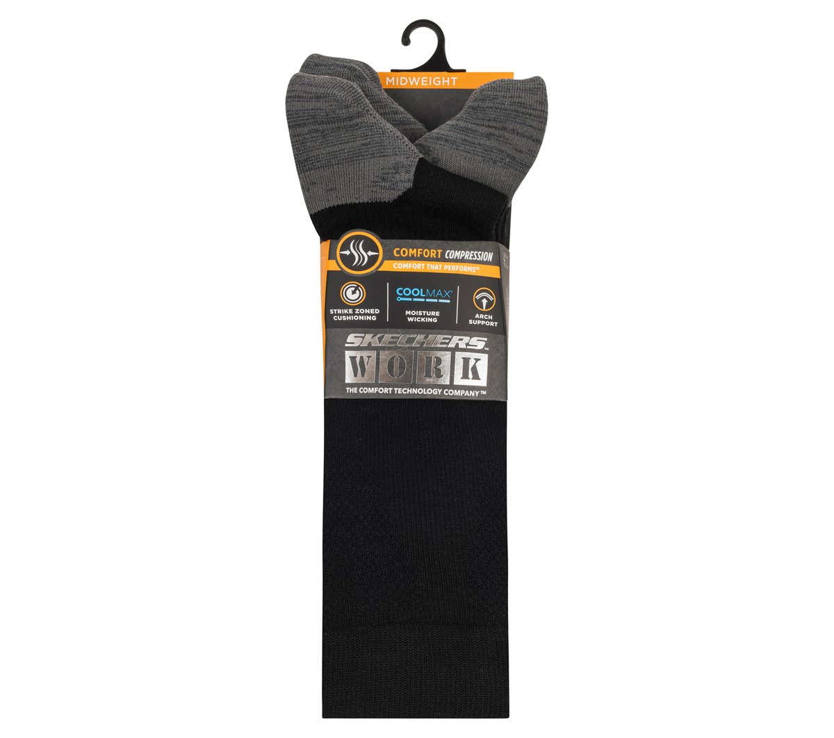 Work: 3 Pack Men's Over Calf Compression Socks — BLACK