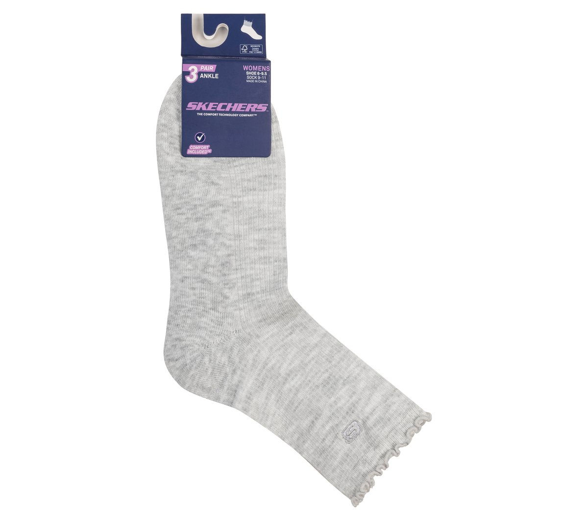 3 Pack Women's Ankle Lettuce Socks — LIGHT GRAY