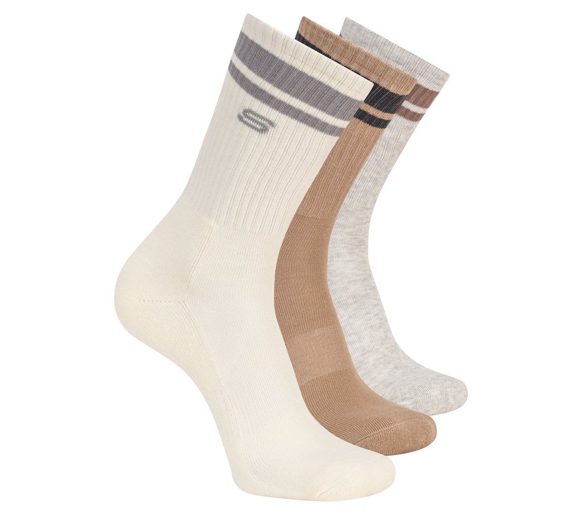 3 Pack Men's Lifestyle Crew Socks — NATURAL / MULTI